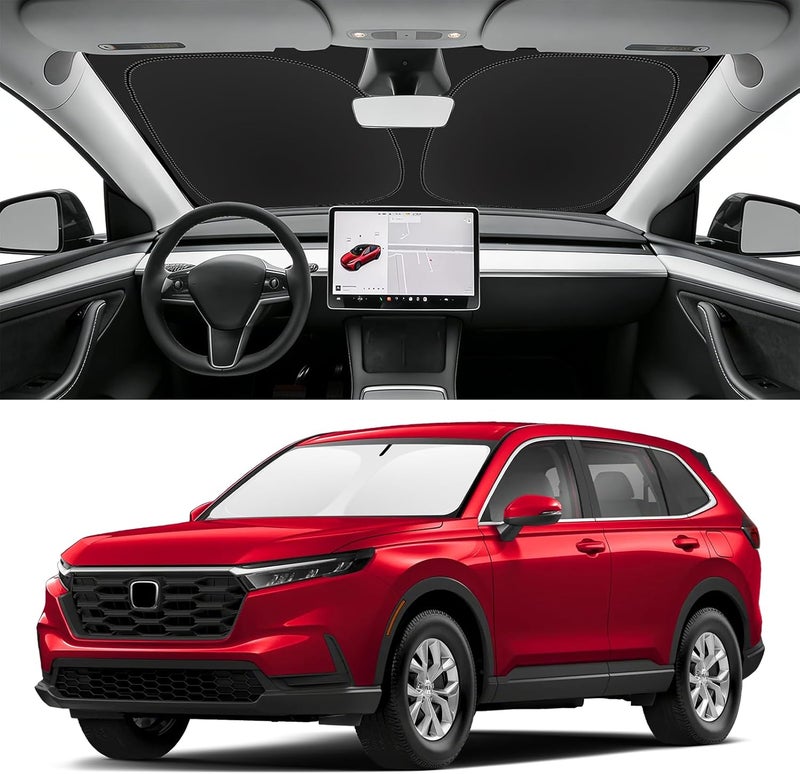 SLOGENTO Custom Fit Windshield Sun Shade for CRV 2023-2026, Blocks UV & Heat, Front Window Sunshade, Easy Fold & Store - Image 1